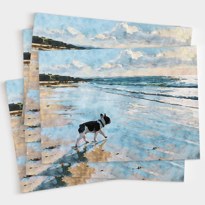 Pied French Bulldog Beach Note Card
